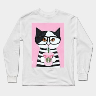 Kitty Loves The Pink Drink Long Sleeve T-Shirt